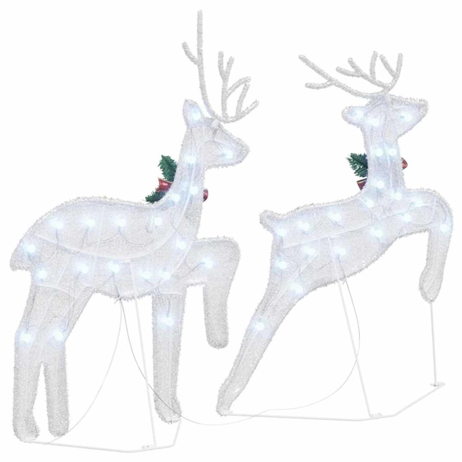 Gecheer LED Rentier Deko 2er Set, Kaltweiß Stoff Figur mit USB Betrieb, 65cm und 58cm hoch, for Weihnachtsdeko Wohnzimmer Garten Terrasse Innen Außenbereich