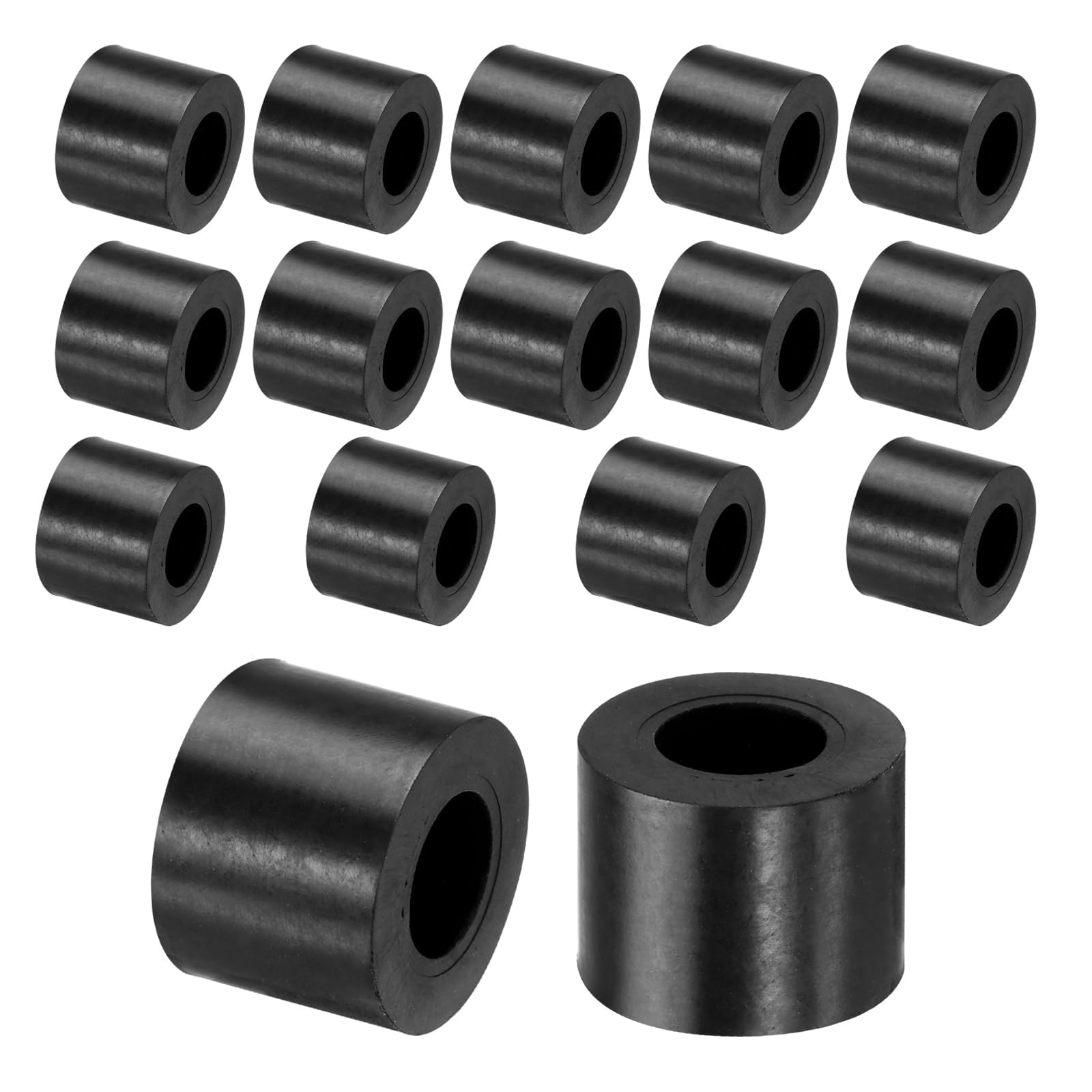 TA-VIGOR 16pcs Rubber Spacers 20mm OD x 10mm ID x 15mm Height – Anti-Vibration Rubber Blocks and Pads for Home, Car, Appliances – Shock Absorbing, Noise Reducing, Anti-Skid Washers