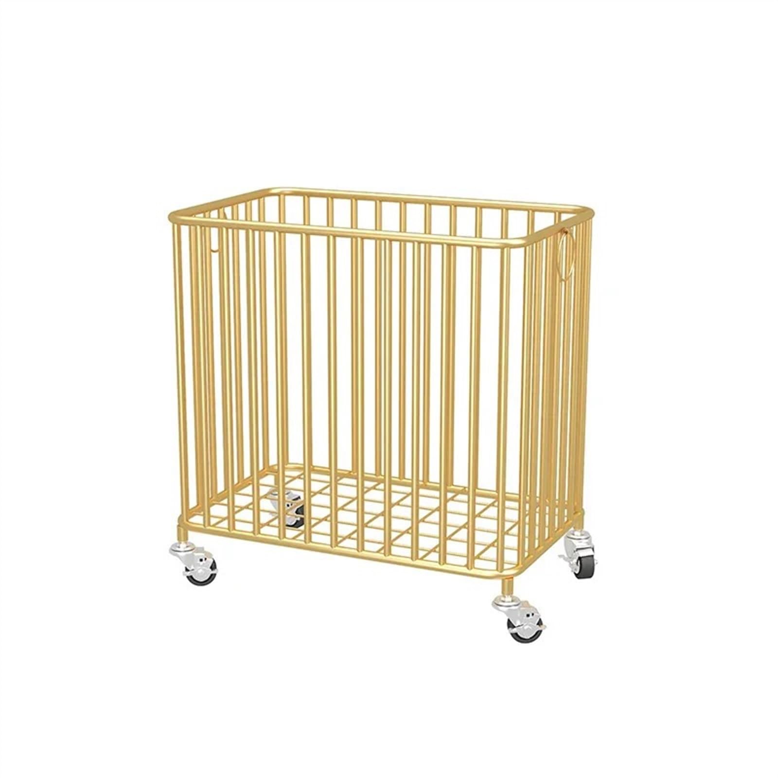 Wäschekorb Wäschekorb New Nordic Luxus Schmutzige Kleidung Korb Lagerung Gold Eisen Körbe Multi-funktionale mit Rädern Wäschesammler(Gold)