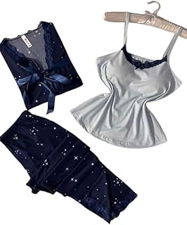 بيجامة صيفي للنساء مقاس موحد 3قطع كود 6506