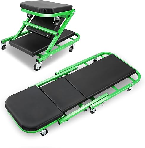 Miniatura 125 de DNA MOTORING TOOLS-00186 - Asiento plegable 2 en 1 de 40 pulgadas, 6 ruedas de 2 pulgadas, capacidad de peso de 330.7 lbs, color rojo