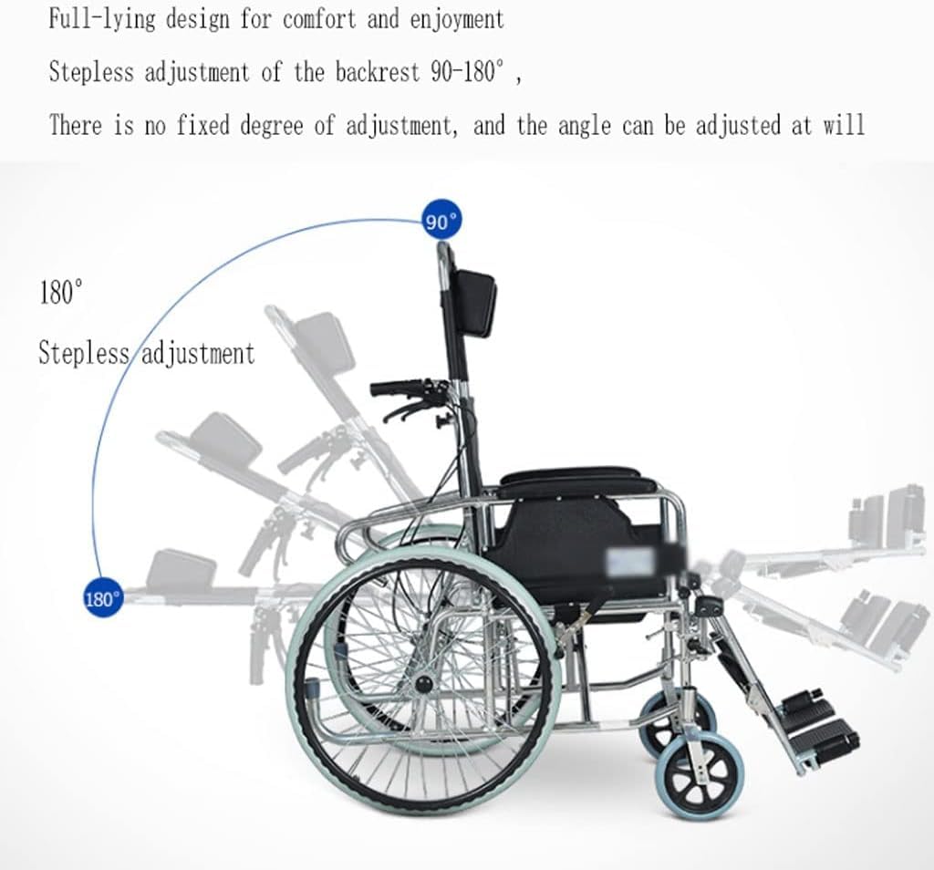 Silla de Ruedas con Respalto Reclinable con Orinal Silla de Ruedas Manual Ligera Y Plegable para Ancianos Silla de Ruedas