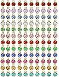 BetterJonny 120 cuentas de cristal de piedra natal, 12 colores redondos de cristal con anillos, colgantes de joyería hechos a mano para joyería, collares, pulseras, pendientes, metal, diamantes de