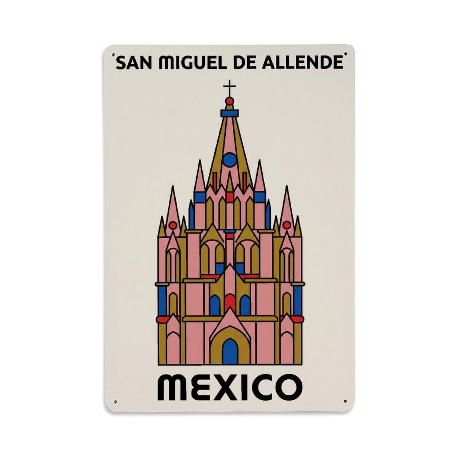 Xanthor Style Retro Mexico San Miguel De Allende Travel Metal Tin Sign