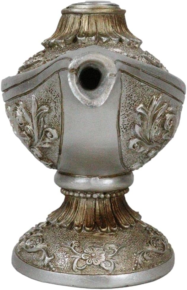 Ebros Gift Floral Ornate Aladdin Genie Magical Lamp Shaped Backflow Incense Cone Holder Burner Figurine Altar Arabian Night Middle Eastern Magic Lamps Design Home Aromatherapy Accent Sculpture