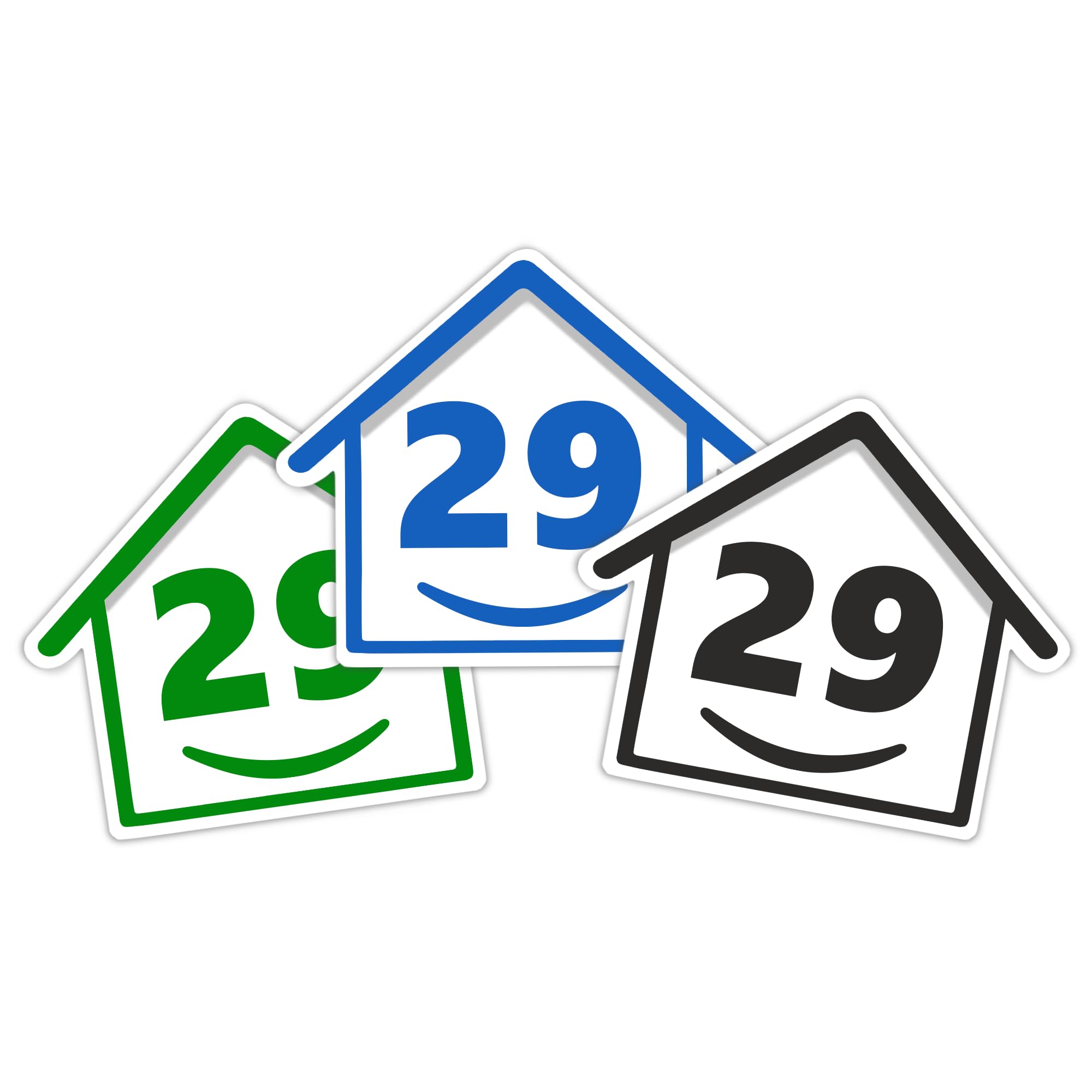 3 x Bin Numbers for Wheelie Bins, 1-99, 15cm ‘Happy House’ Colour Design Dustbin Stickers, Easy Application Stick On Number Stickers - Weatherproof Self Adhesive Vinyl – Blue, Black and Green (14) — view 70