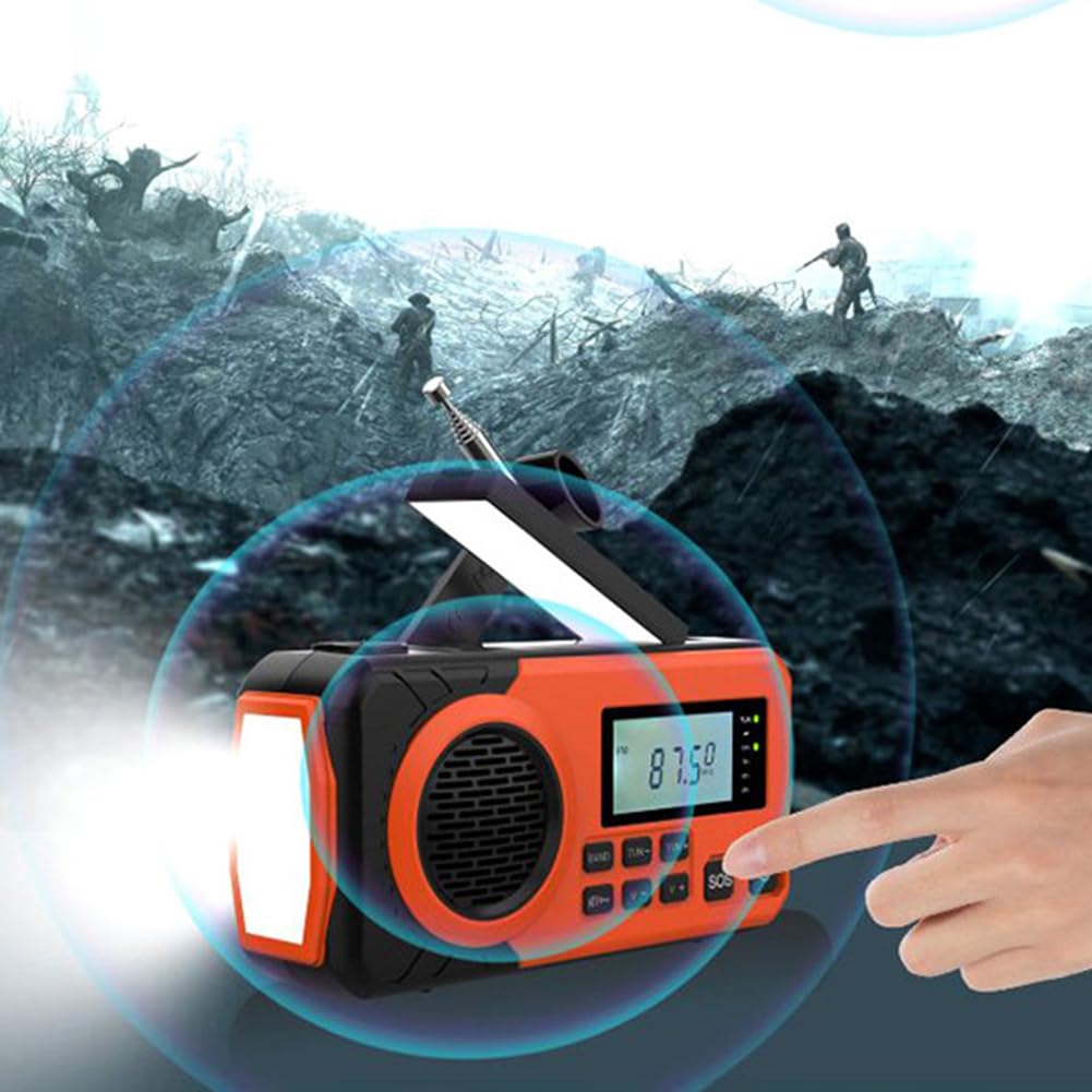 Radio Portatile Piccolo AM FM, Radio d'Emergenza con Manovella, Radio AM/FM/SW con Torcia, Allarme SOS, Pannello Solare, Perfetta per Uso Interno, Esterno e Situazioni di Emergenza