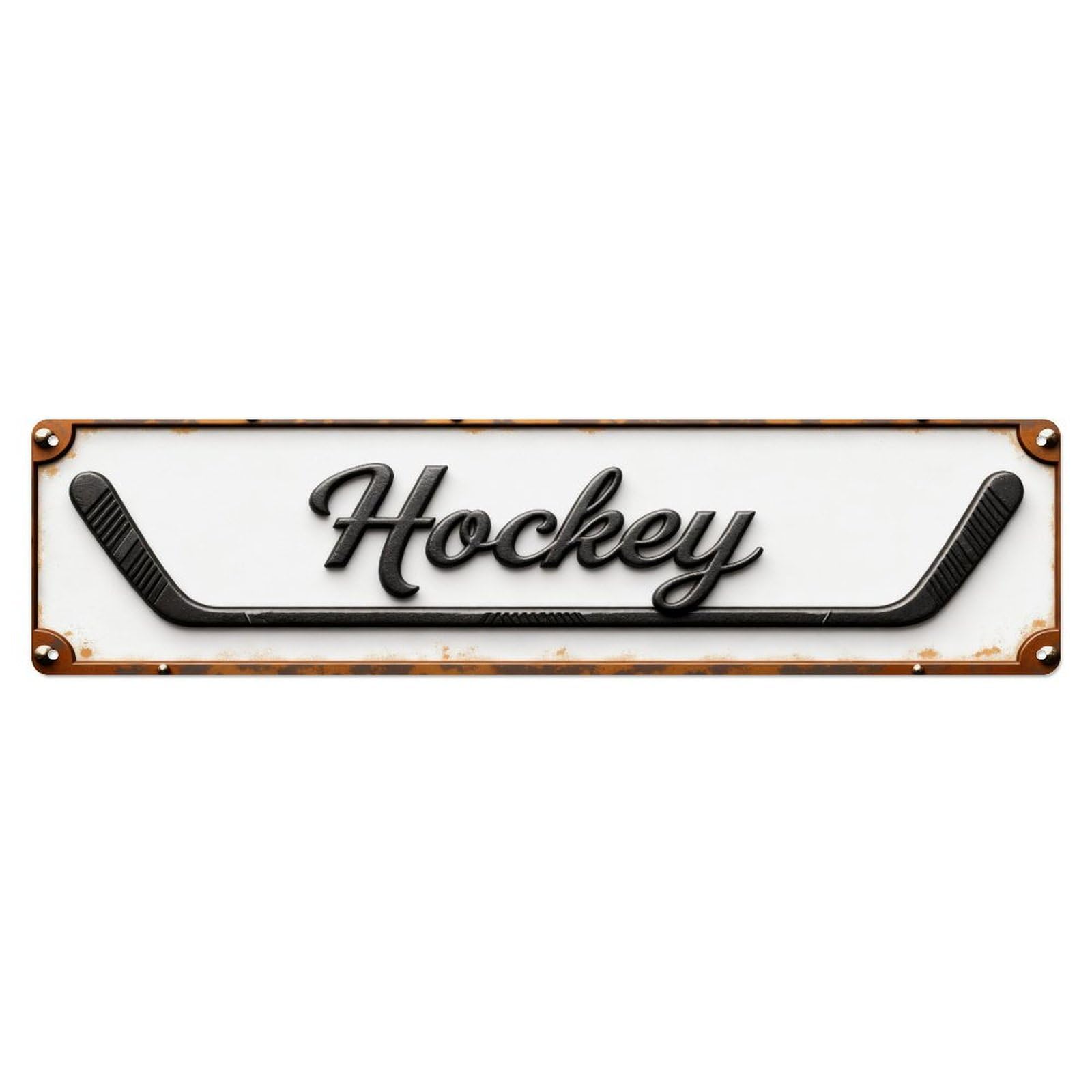 Hockey Stick Design Metal Tin Sign Plaque