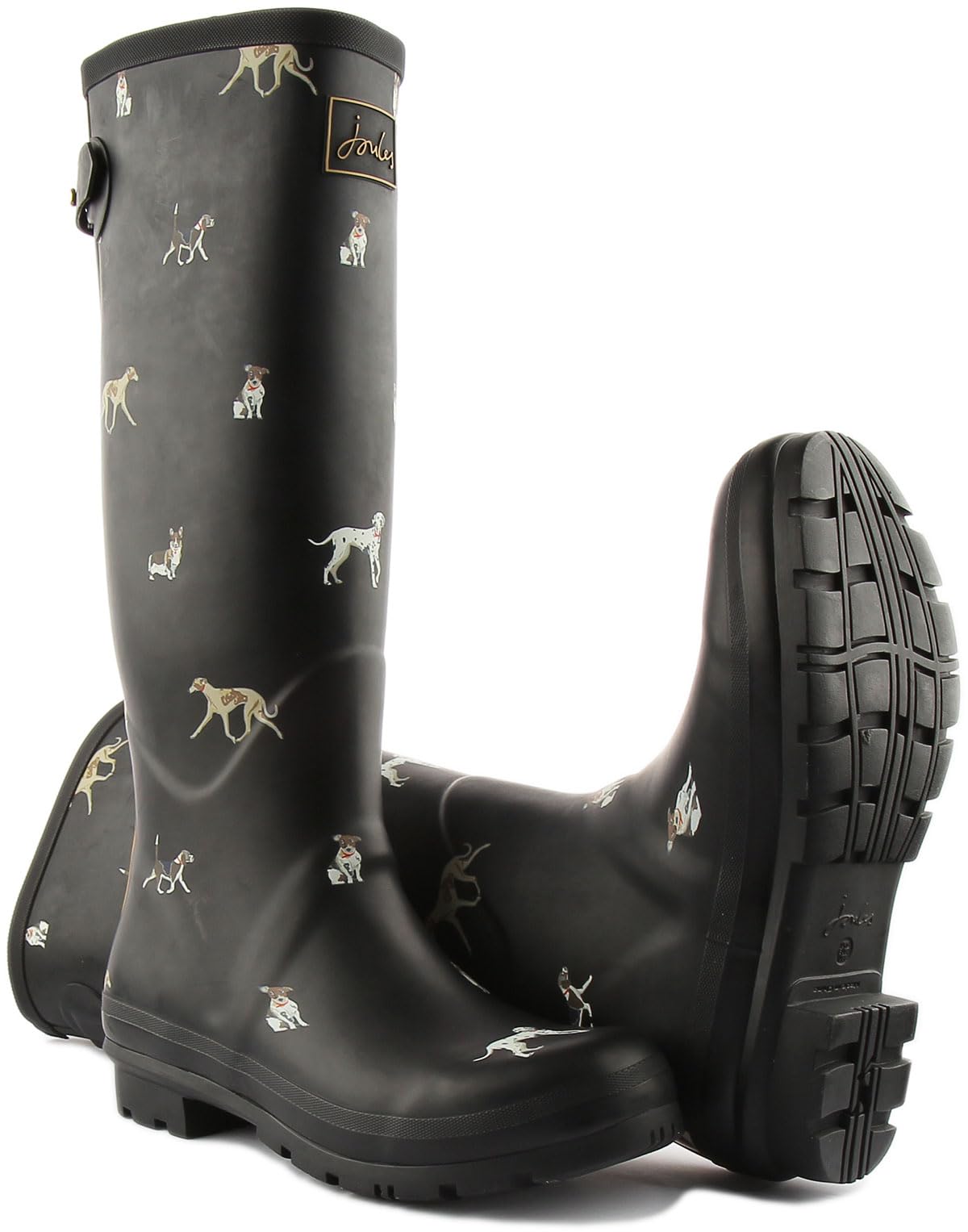 Joules Womens Welly Print With Adjustable Back Gusset - Black Metallic Bees — view 5