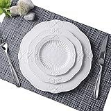  CHFYIJYHM Moderne große Speiseteller, Keramik-Speiseteller, Steakteller, Abendessen, Dessertteller, Obstteller, Restaurantküche, weißes rundes Obsttablett, stapelbare Speiseteller(A)