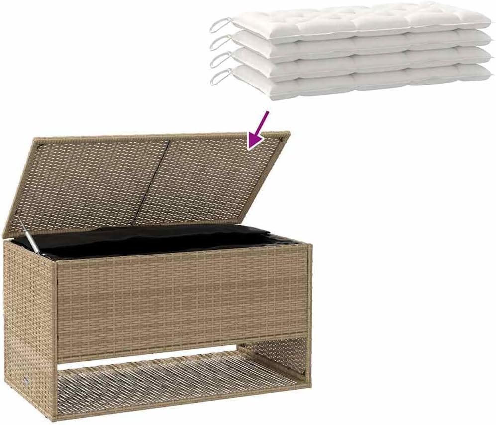 Cushion Box Beige PE Rattan Outdoor Furniture Storage Boxes