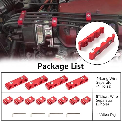 Miniatura 9 de MUGE RACING Kit divisor de alambre de bujía de motor apto para 0.315 in, 0.354 in, 0.394 in, separadores de alambre de aleación de aluminio, azul