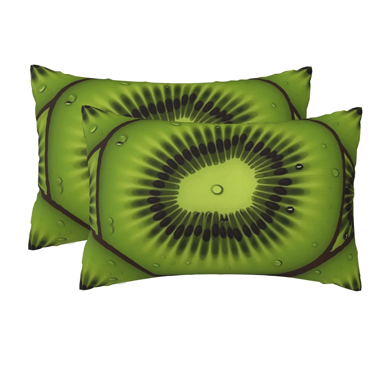 2 Pack Queen Size Pillow Cases for Hair and Skin Soft Breathable Pillow Case Covers with Hidden Zipper Kiwi Slices Pillowcase 20x30 Inches Pillow Cover for Sleeping Gift
