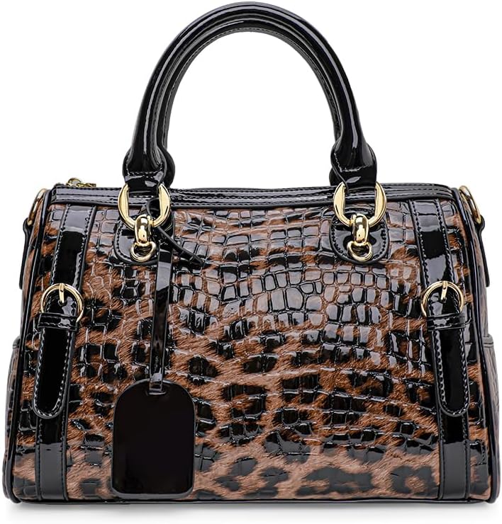 Genuine leather Leopard print women's texture cowhide handbag crossbody bag large capacity shoulder messenger Removable shoulder strap Crocodile print designer wallets leopard cheetah purse