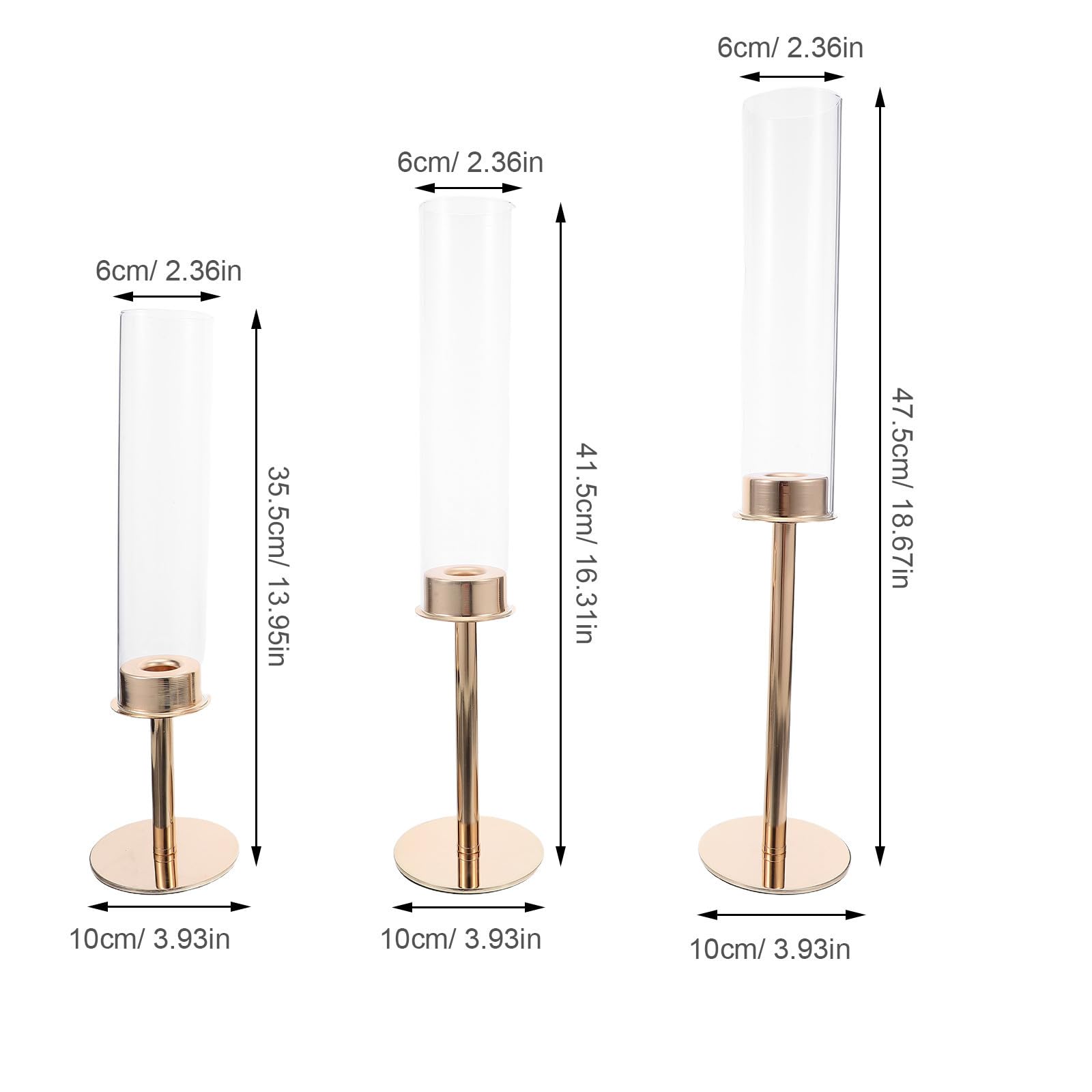 DOITOOL 3 Stück Eleganter Metallkerzenständer mit Glasabdeckung in Gold für Hochzeitstischdeko Stabil und Leicht zu Reinigen als Party und Hochzeitsfeier Tischdekoration
