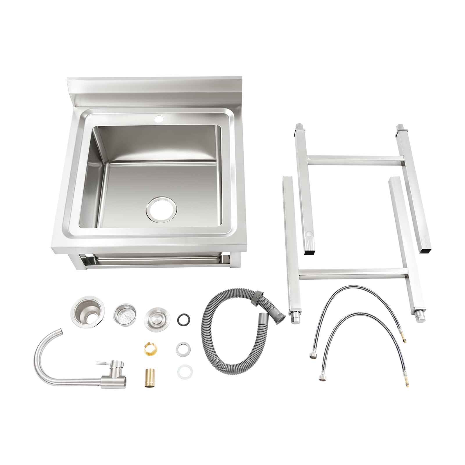 Lavello da cucina monovasca in acciaio inox con rubinetto
