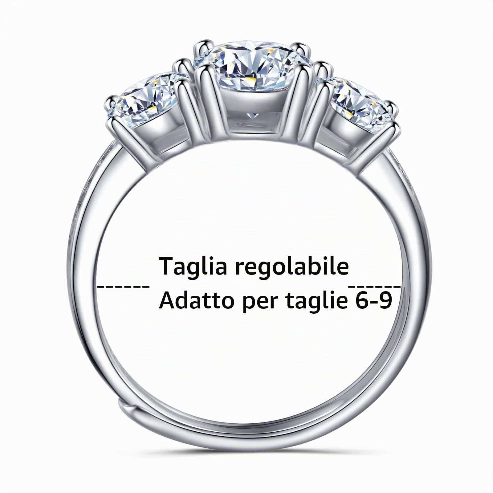 Anello di fidanzamento Moissanite regolabile da 1 carato in argento sterling 925 per anello di promessa di matrimonio da donna