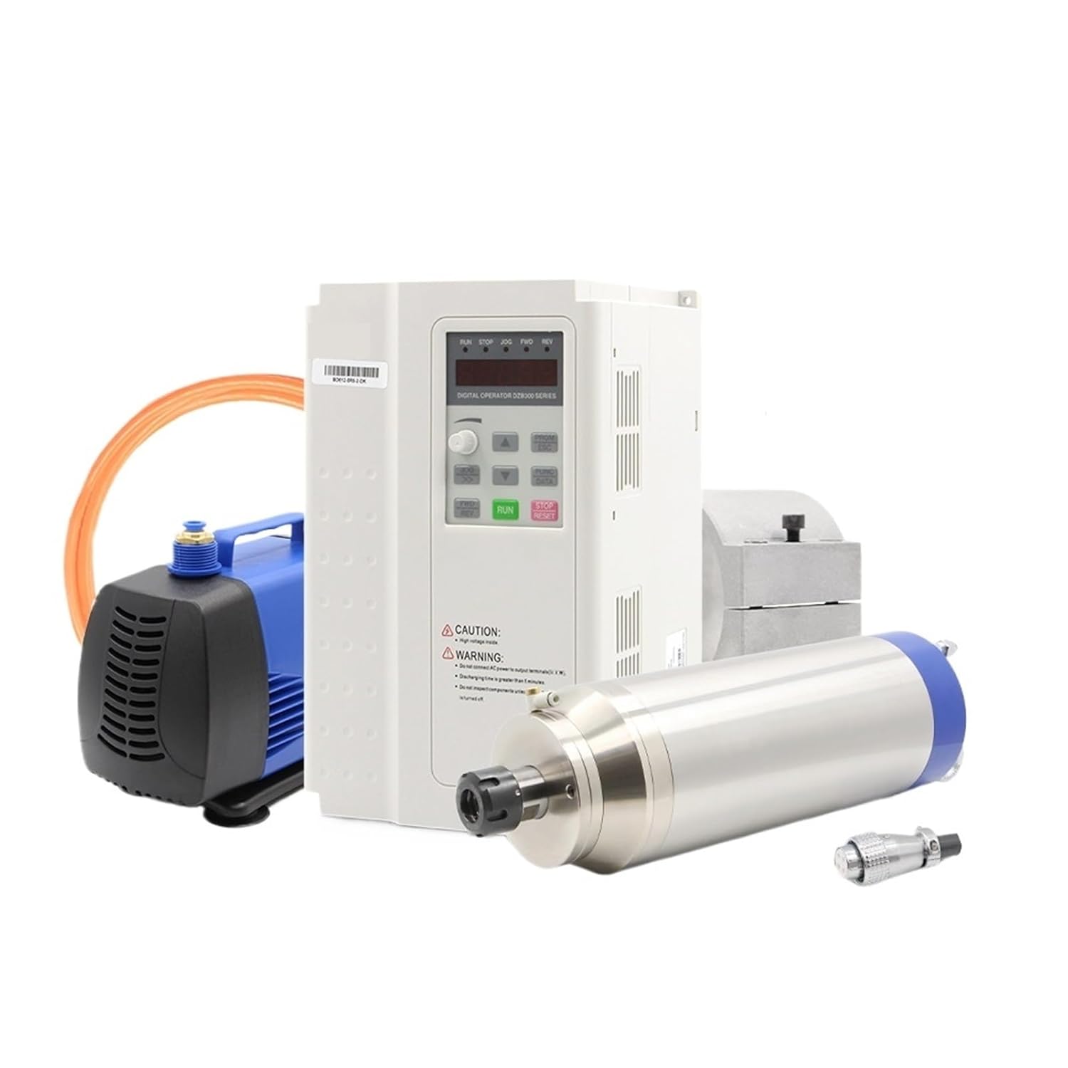 5.5kw ER25 Water Cooled Motor 4pcs Ceramic Ball Bearings Bullet Type 220v/380v Diameter 125mm*300mm High Speed(380v-H110,400Hz-12000rpm)