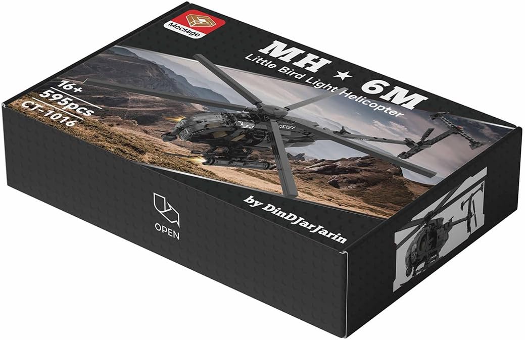 MH-6 Little Bird Helicopter Building Blocks Set, Military Army Airplane Building Bricks, Gift for Adult (595PCS)