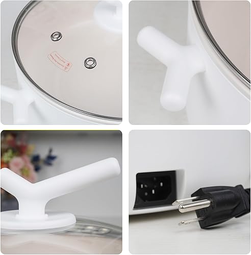 Miniatura 5 de Olla eléctrica de 3 litros con revestimiento antiadherente, cocina de doble potencia, multifuncional de gran capacidad de viaje para carne, huevo,