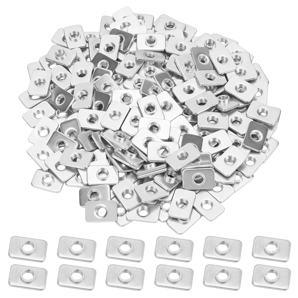 GOMAKERER 200 Pcs M5 Flat Sliding T-Nuts, Hammer Head T Nut T-Slot Slide Nuts 2020 Series T-Slot Carbon Steel Nut Accessories for CNC Router Build Rail 3D Printer