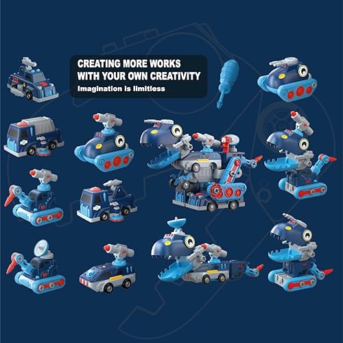 Miniatura 5 de Juguetes para niños de más de 5 años robot de dinosaurio ensamblado bloques de construcción magnéticos juego de vehículos automóviles y camiones que
