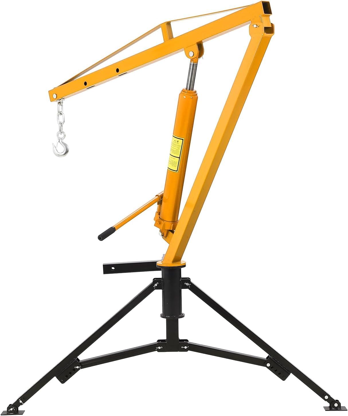 Hydraulic Pickup Truck Crane, 1000 Lbs Capacity, 360°Swivel, Hitch Mounted Crane with 3 Adjustable Capacities of 500 Lbs, 750 Lbs and 1000 Lbs for Lifting Goods in Construction, Yellow