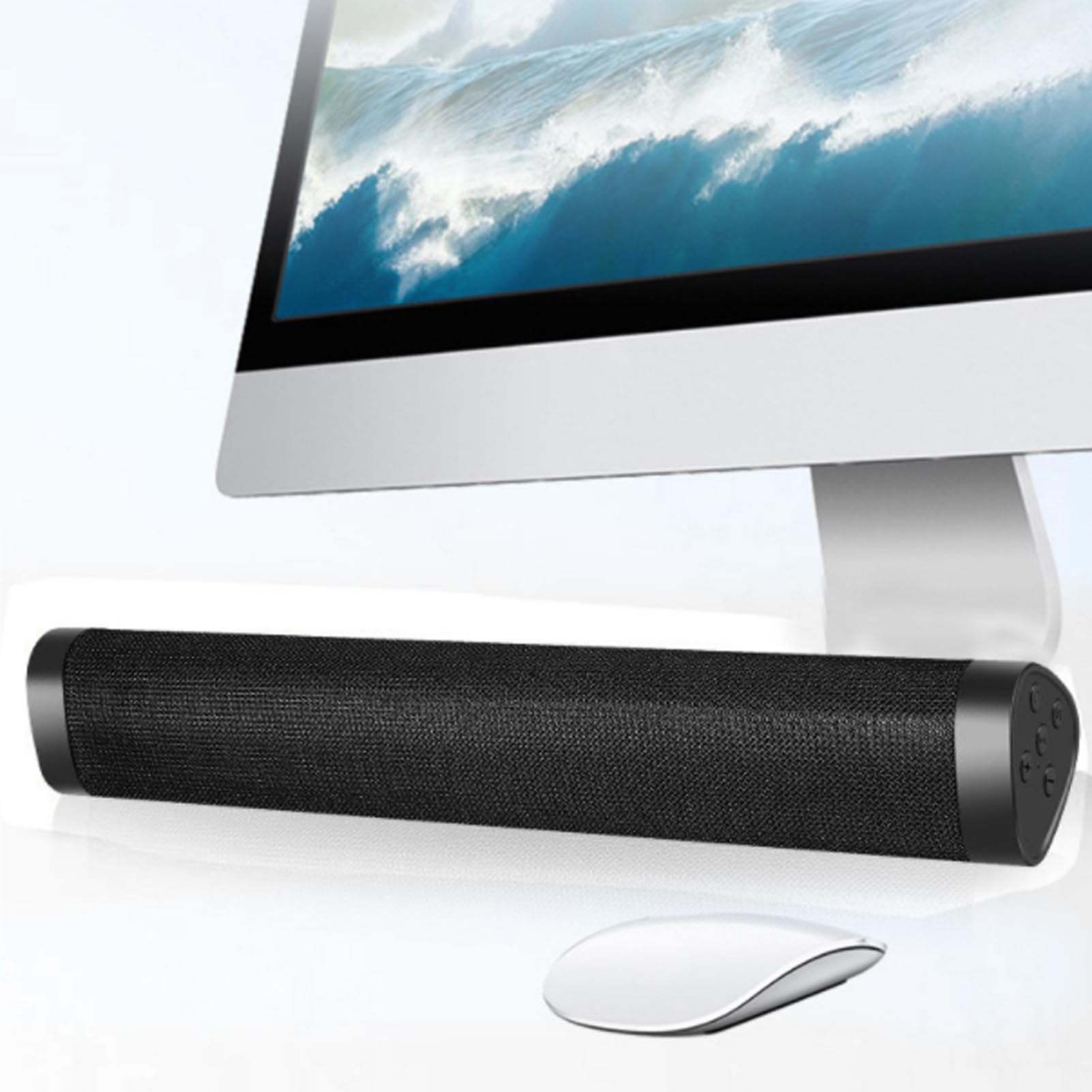 Barre de Son Bluetooth 17 Pouces, Haut-Parleur sans Fil avec Caisson de Basses intégré, pour PC TV