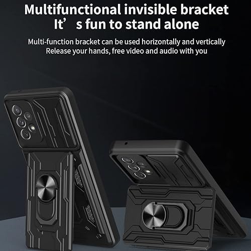 Miniatura 8 de CCSmall Funda para Samsung Galaxy A23 4G5G con tarjetero, protección resistente con anillo magnético, función atril, cubierta de cámara deslizante