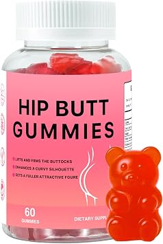 Hip BBL Gummies for Women Body, 60 Booty Gummies Blend with Vitamin C & Zinc