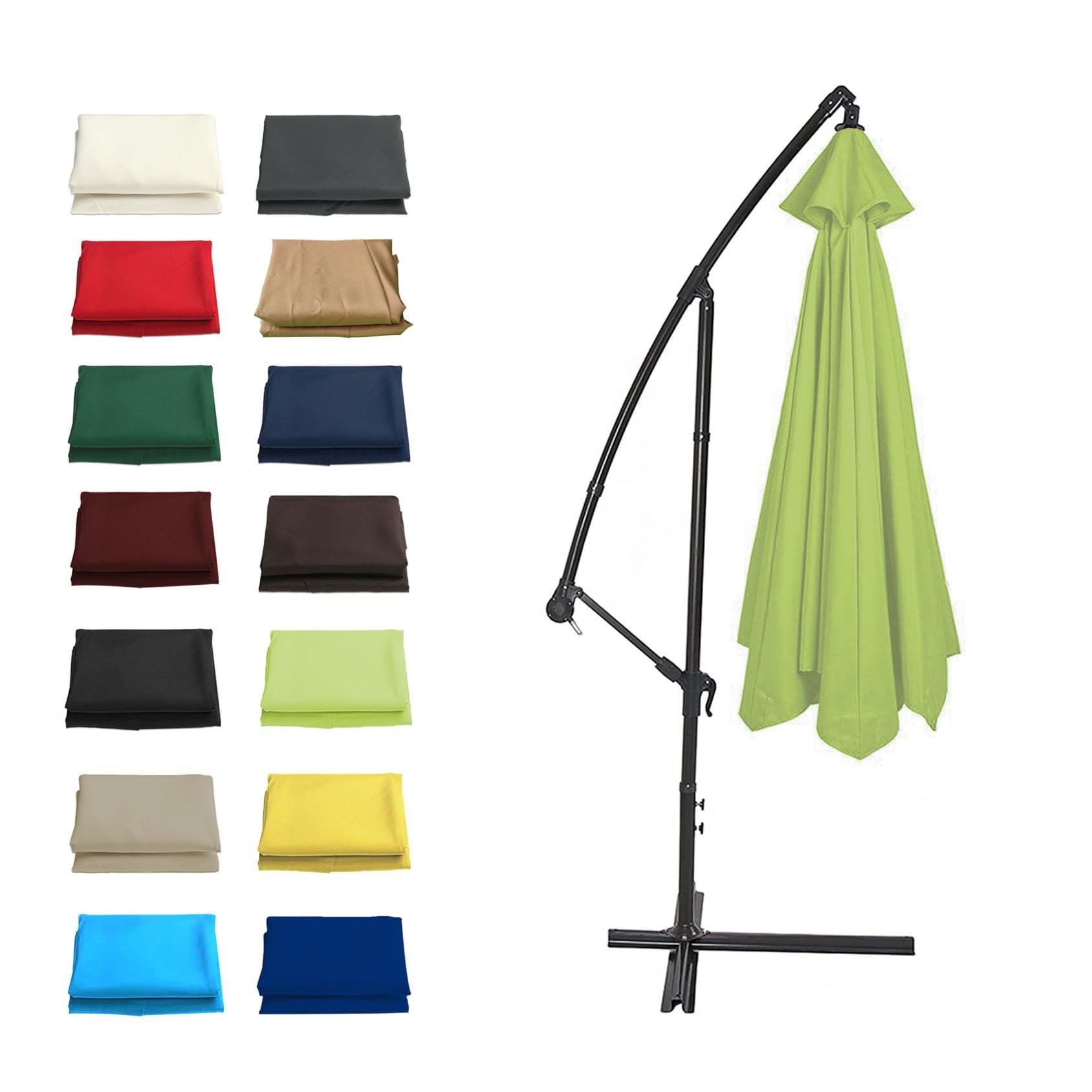 GZDXBF 6 Ribs / 8 Ribs Umbrella Fabric Canopy Cover, 200/270/300cm Patio Umbrella Replacement Cloth Canopy, Easy To Install/Washable/Breathable(Color:Grass green,Size:6 ribs: 3m/9.8ft)