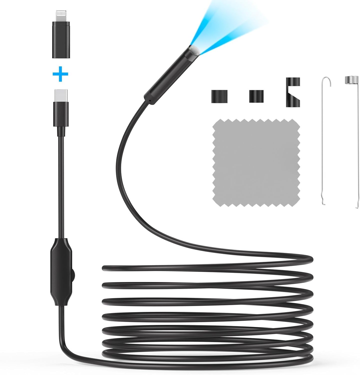 Endoscope Camera with Light,Inspection Camera 16.4ft Gadgets for Men 1080P HD Endoscope with 8 Adjustable LED Lights(9.8ft)