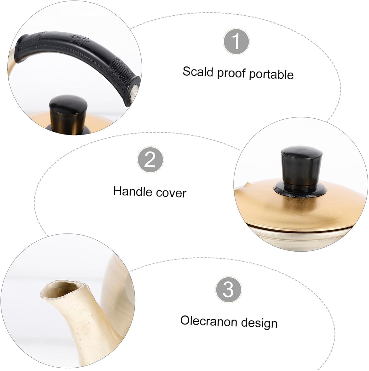 HEMOTON Tea Serving Kettle Household Korean Raw Rice Wine Storage Aluminium Kettle Pot Anti Leak Water Soup for Home Restaurant Kitchen 2L