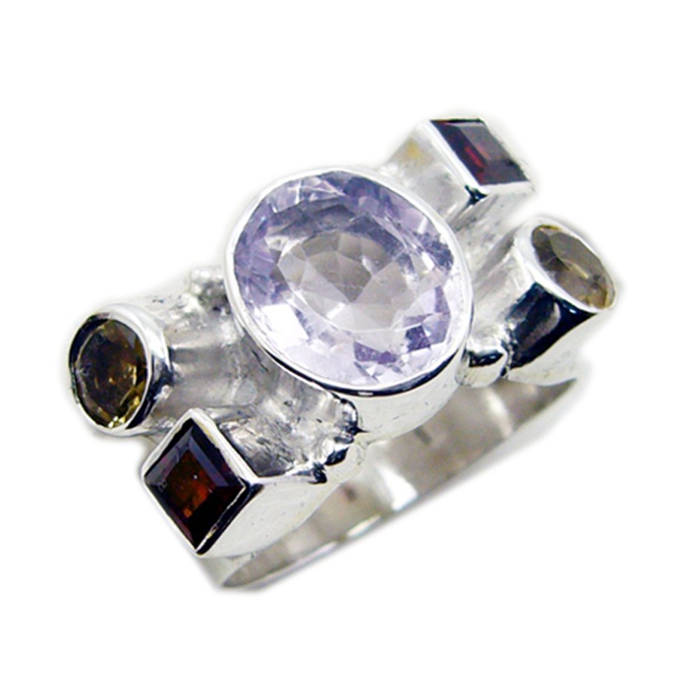 Bague argent pierres gemmes véritables fait main anneau large taille femme - 6