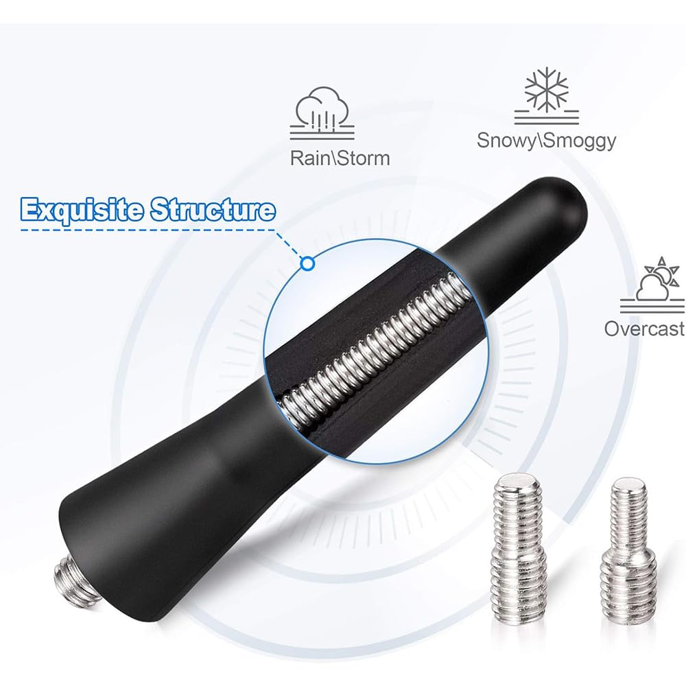 Mini Antenna Corta per Suzuki Swift SX4 Vitara Jimny S-Cross, Antenna Tetto con 3 Viti M4/M5/M6, per Ricezione Radio FM/AM Forte Funzione di Ricezione