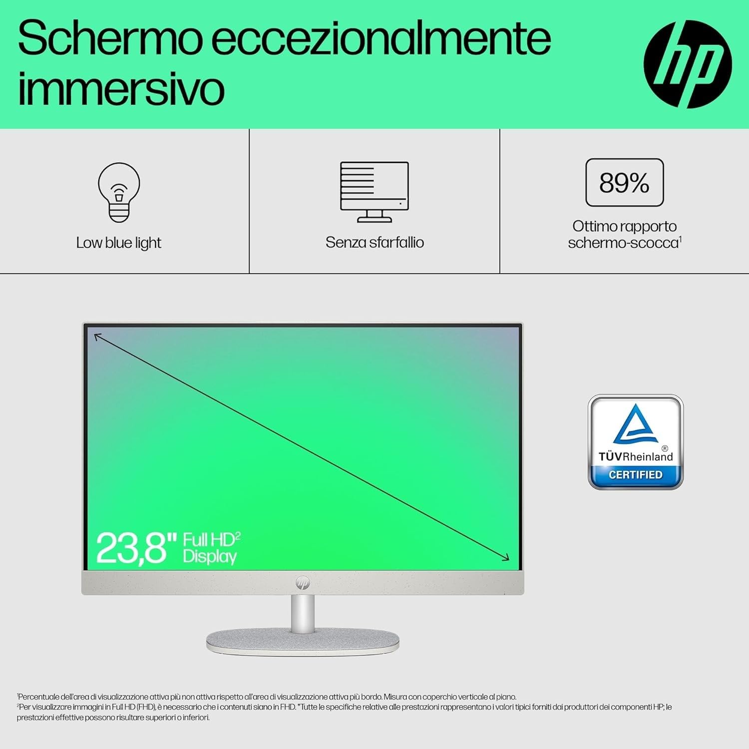 HP All-in-One 24-cr0000sl Intel Core i3-1315U 8GB RAM 512GB SSD 23,8" FHD IPS Windows 11 Bianco