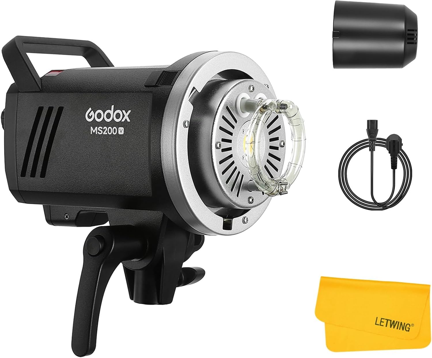 Godox MS200-V MS200V Flash da Studio 200W, GN53 5800K, Tempo di Ricarica 0.1-1.3s, Bowens Mount, sistema 2.4G X per Fotografia Illuminazione Portrai Monoluci Flash Light