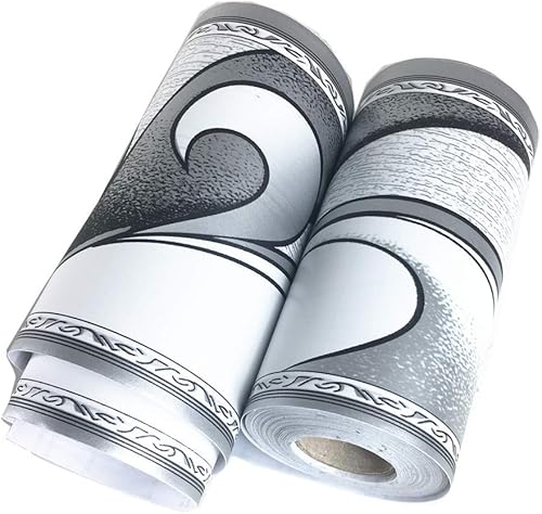 Miniatura 8 de Papel tapiz decorativo de molduras florales, papel tapiz para despegar y pegar para baño, cocina, calcomanía de salpicadero, 4 x 32.8 pies (patrón 5)