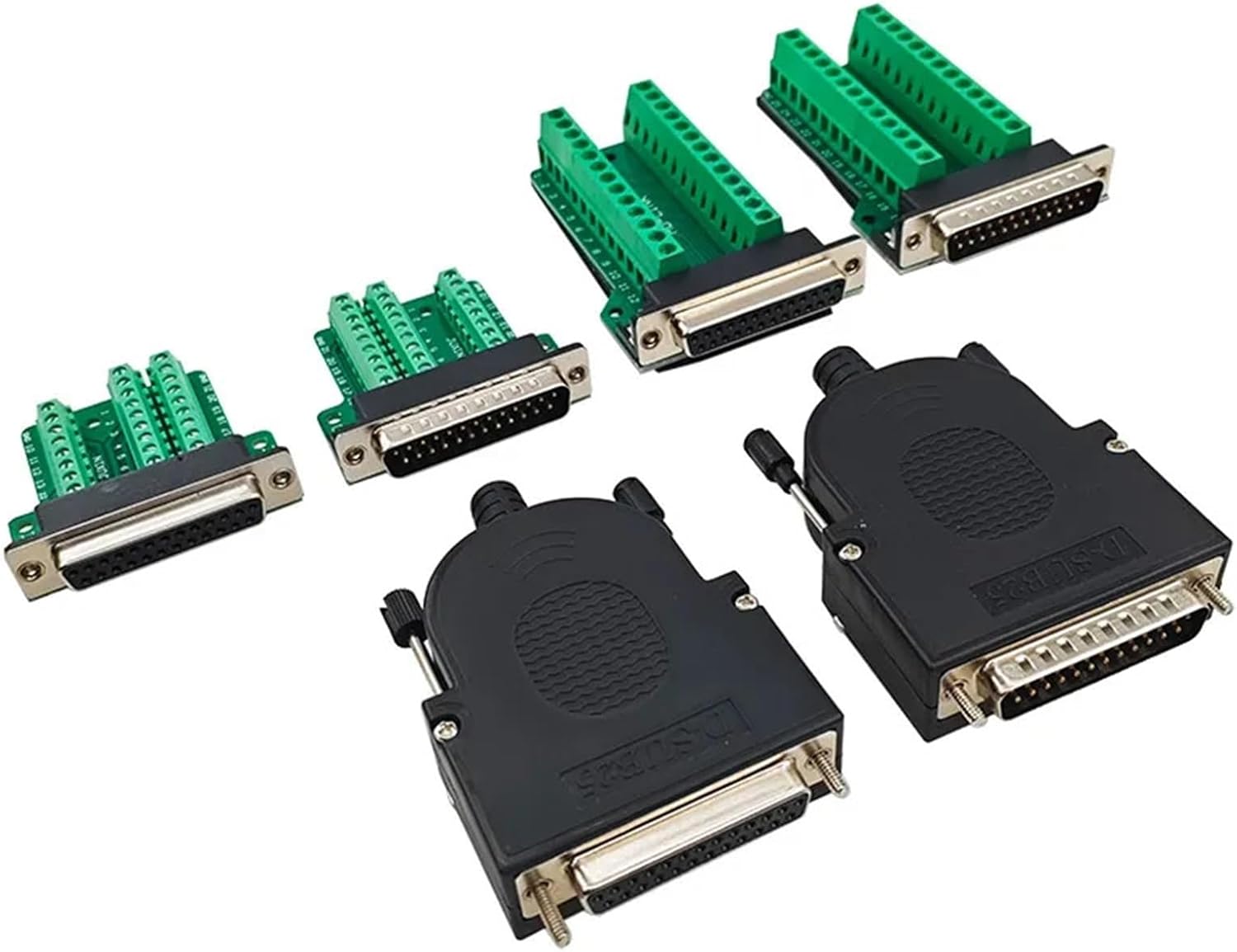 Thin DB25 Solder Free Male and Female 25PIN Connector Adapter Board Terminal Serial Port Parallel Plugs 1Pcs(Red)