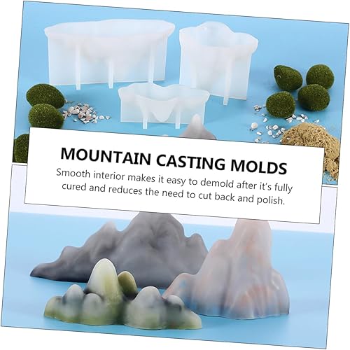Miniatura 7 de Healifty 3 moldes de silicona de montaña 3D molde de fundición de resina de montaña de nieve, micro adornos de paisaje, molde de fundición de resina