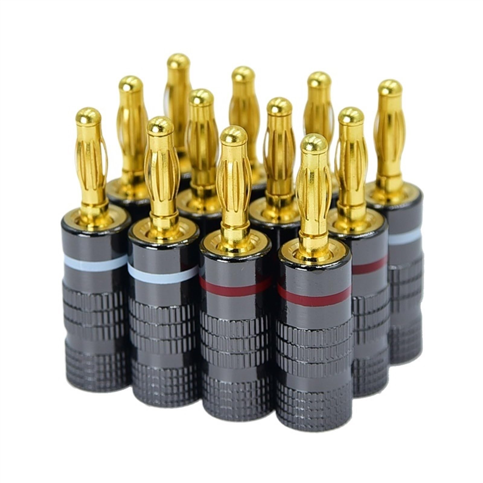 Wtyczka audio 4 mm, wtyczka bananowa do kabla głośnikowego, kabel adaptera bananowego, pozłacany 24 K, klipsy łączące 4, 8, 12, 24 sztuki (4 sztuki)
