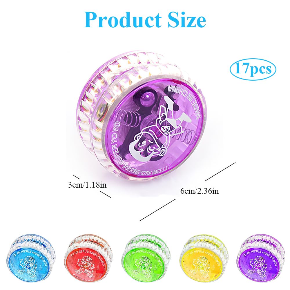 Lot de 17 jouets LED Yoyo Yoyo - En plastique - Yoyo réactif - Pour enfants - Pour anniversaire, fête, cadeau d'invités