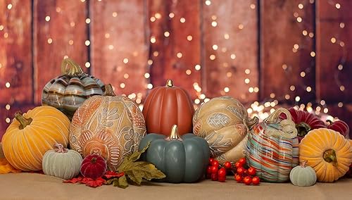 Miniatura 2 de Boston International Decoración de calabaza Decoraciones de otoño y otoño, hojas cortas y talladas