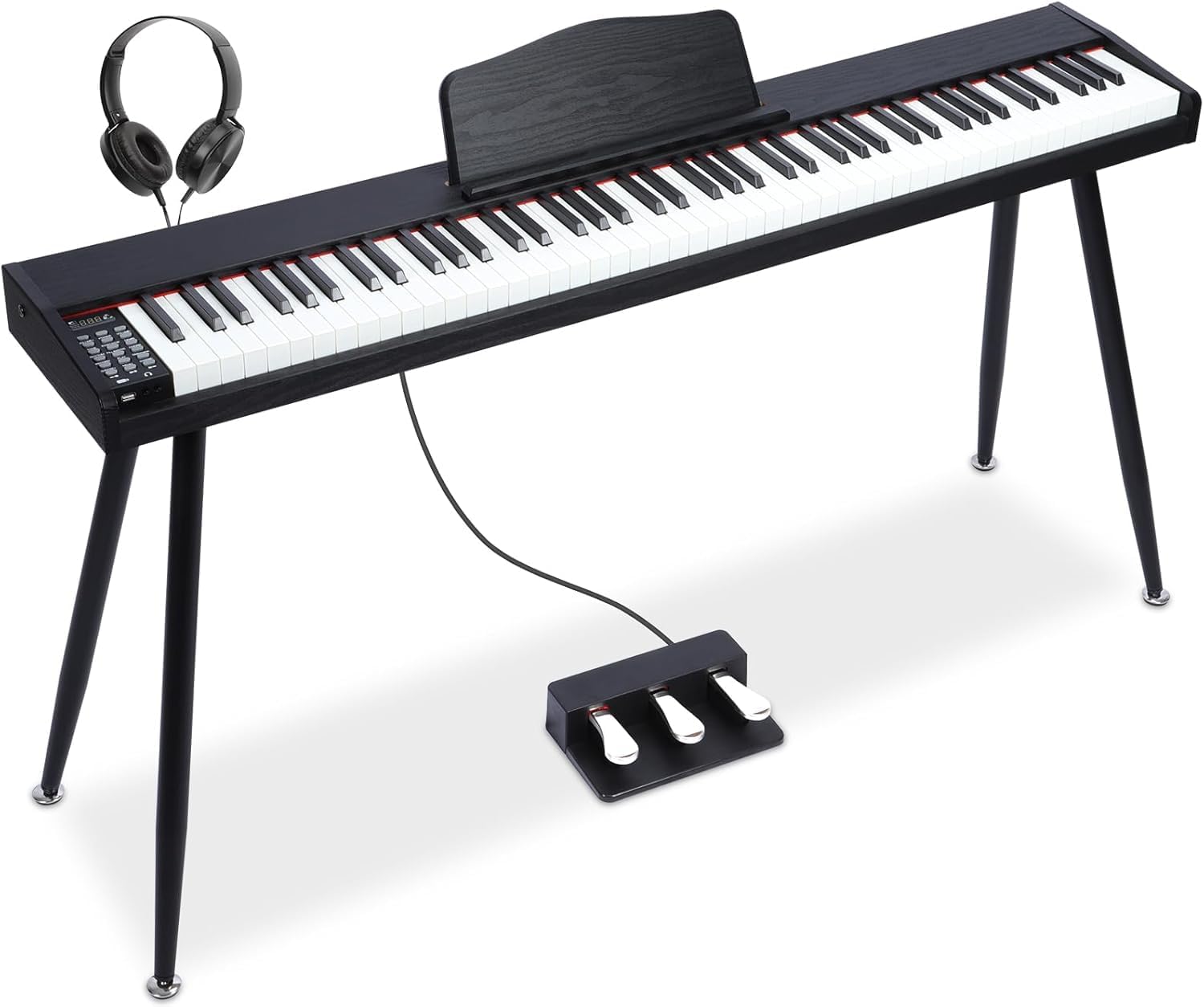 88 Key Digital Piano for Beginner, Full-Size Electric Keyboard with Weighted Hammer Action Keys, 200 Voices, 200 Rhythms, 89 Demo song, Piano Keyboard Include 3 Piano Style Pedals, Power Supply