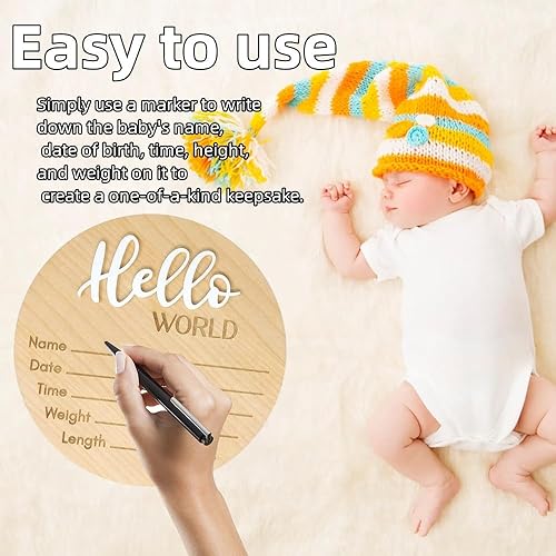 Miniatura 4 de Personalized Baby Announcement Sign, wooden Hello World Newborn Sign, Welcome Newborn Birth Announcement Sign Boy Girl, Baby Name Announcement Sign