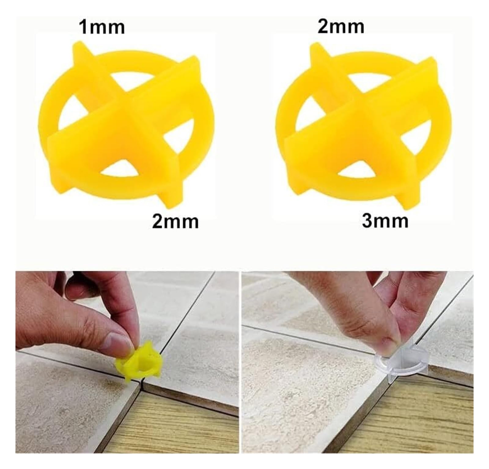 Nivelador de baldosas, Localizador de cuñas cruzadas for azulejos 2 en 1 100 piezas - Herramienta for colocar espacios el piso(1.5mm 2mm)