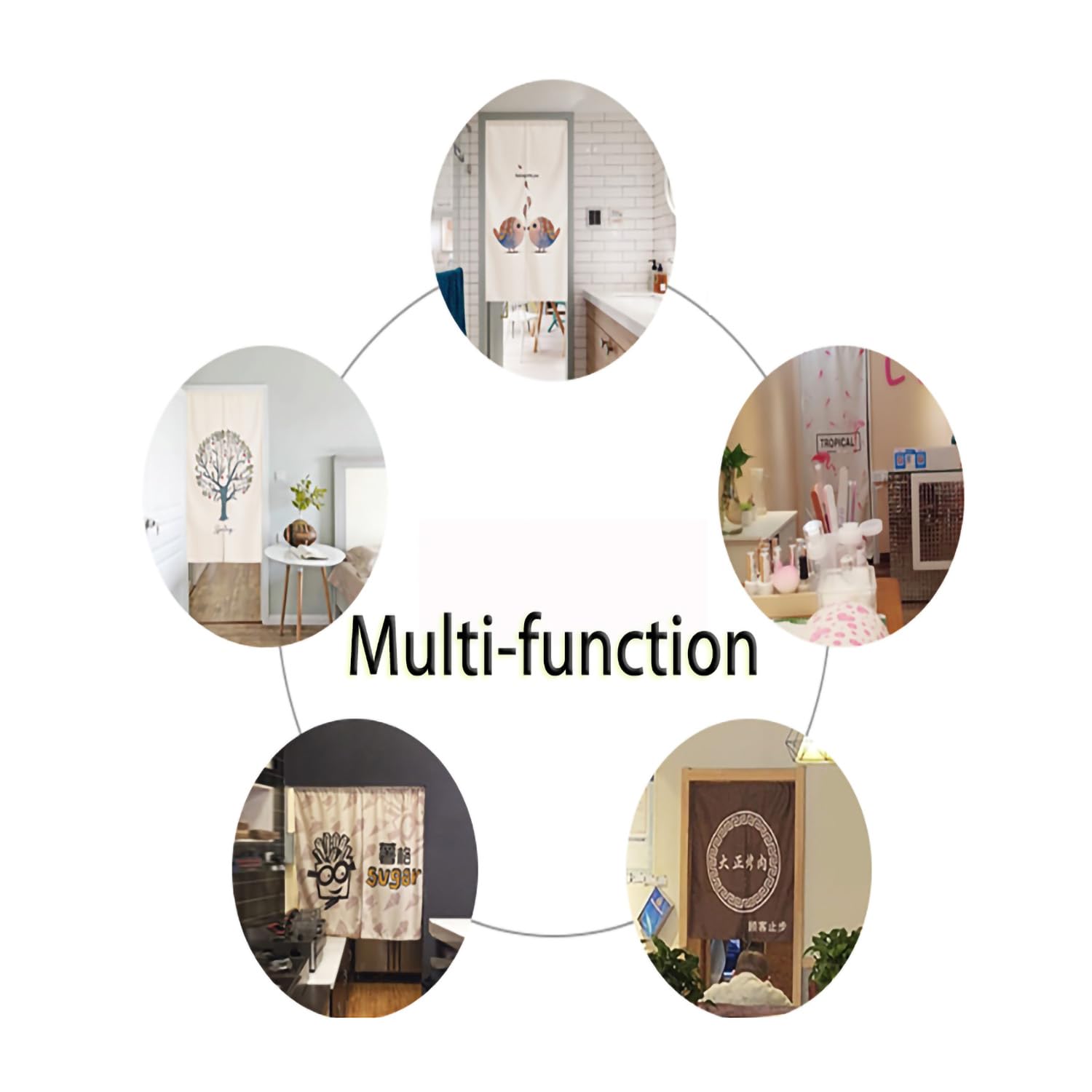 Amazon.co.jp: 印刷者 可愛い のれん 七福 赤 暖簾 幅72cm×丈175cm