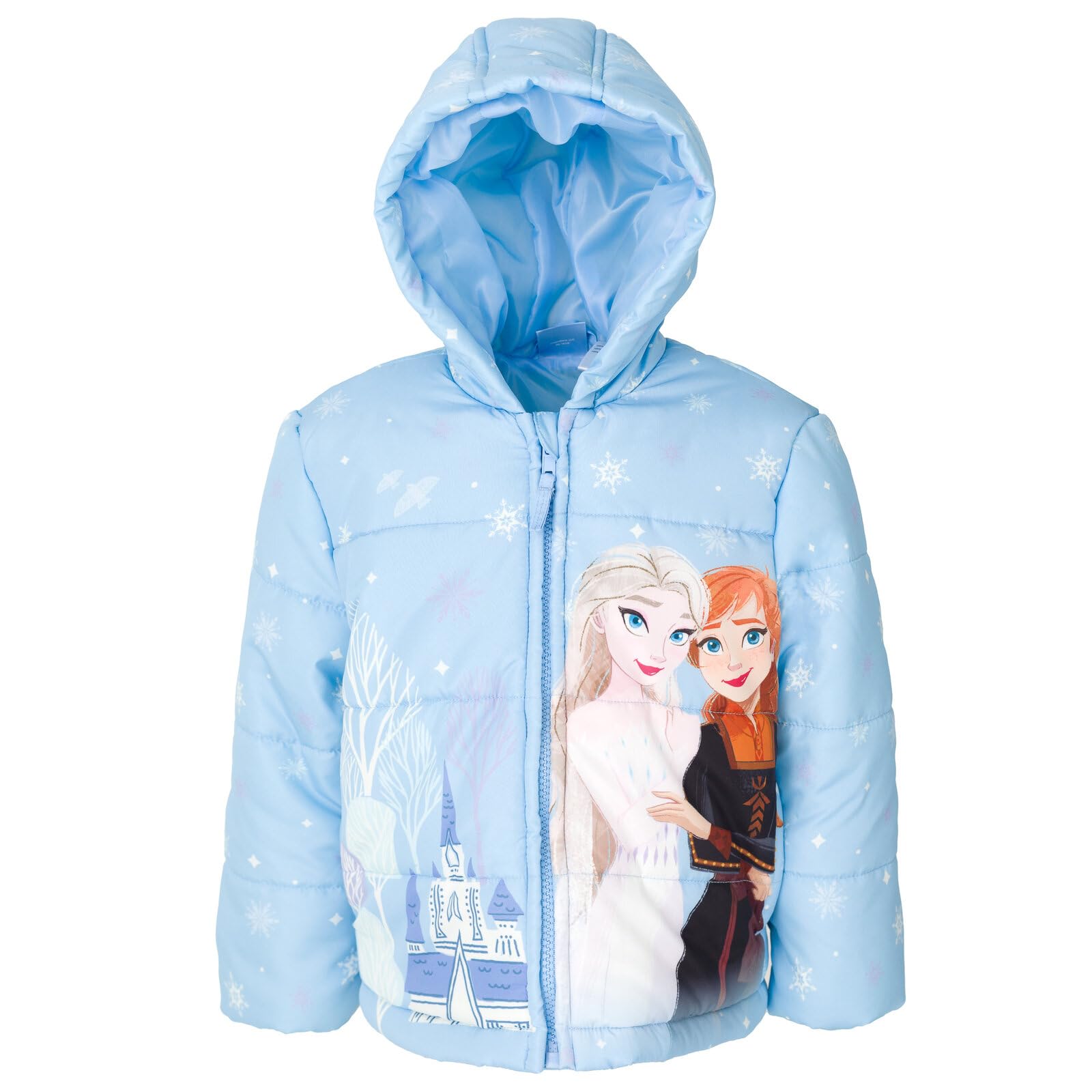 DisneyFrozen Girls Zip Up Puffer Jacket Toddler to Little Kid Sizes (2T - 7-8)