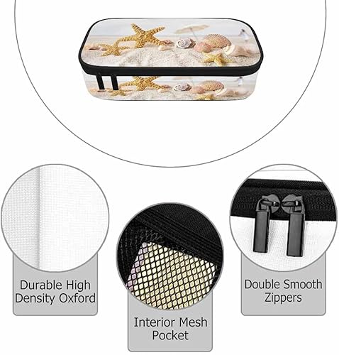 Miniatura 3 de Starfish Seashells - Estuche para lápices de verano de playa, bolsa organizadora para estudiantes universitarios, adolescentes y adultos
