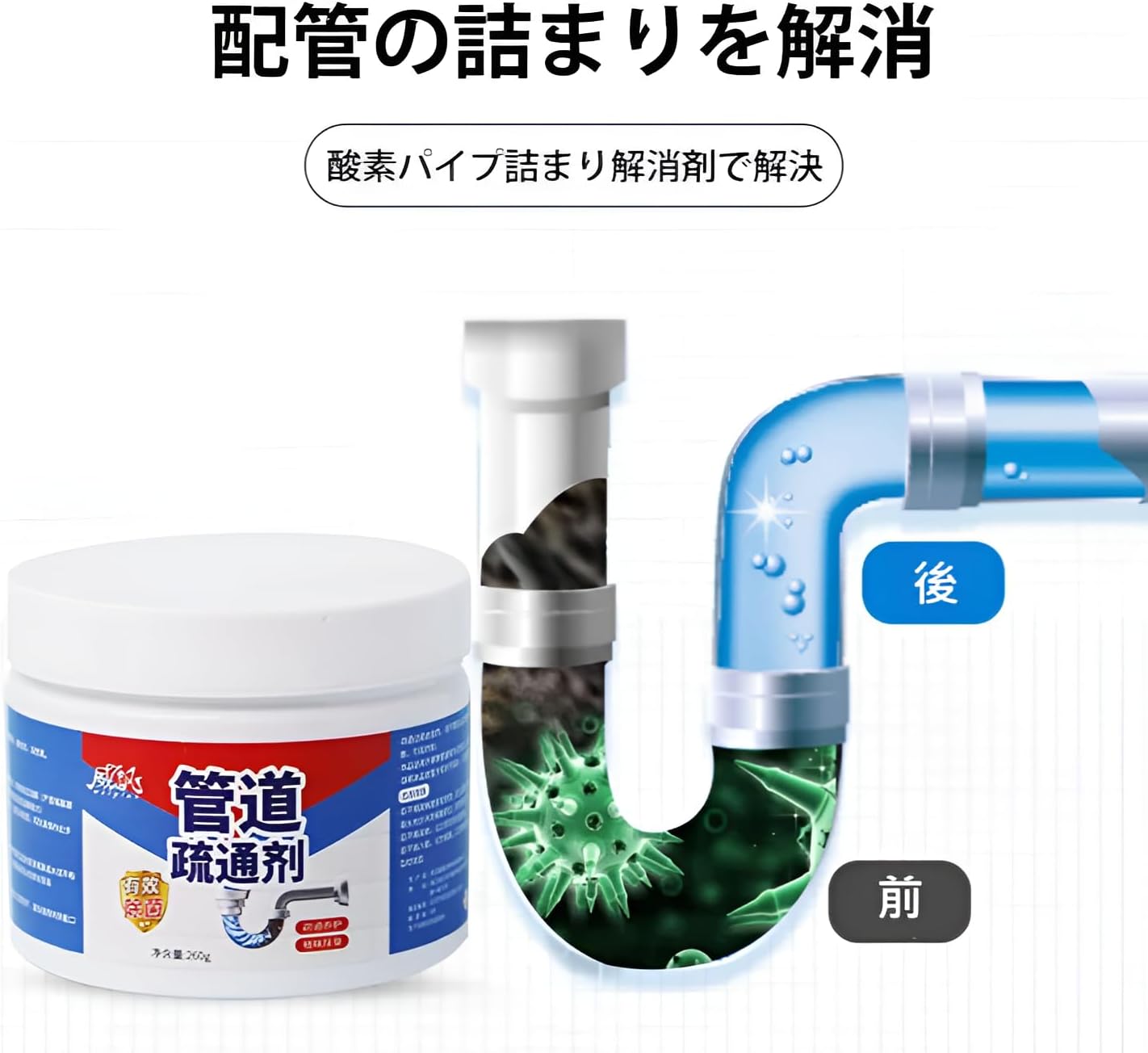 パイプ洗浄剤 パイプクリーナー 1/2/3/個 トイレつまり解消薬剤 260g 強力ブロッキング解除剤 排水口クリ 【オリジナルカード】